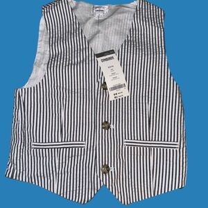 Boy’s GYMBOREE pinstripe, seersucker vest gray/ dusty blue NWT